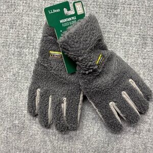 LL Bean Mountain Pile Fleece Gloves Mens XL Alloy Gray Sherpa PrimaLoft NEW